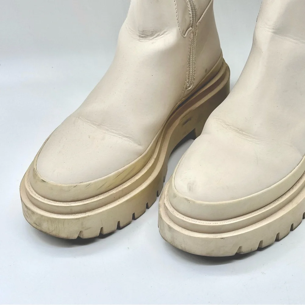 STEVE MADDEN Macall Platform Women’s Knee-High Mid Calf Boot in Bone size 7.5